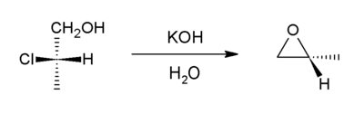 Methyloxirane from 2-chloroproprionic acid.png