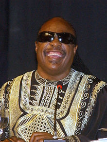 Stevie Wonder at a conference in Bahia, Brazil