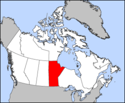Map of Canada with Manitoba highlighted